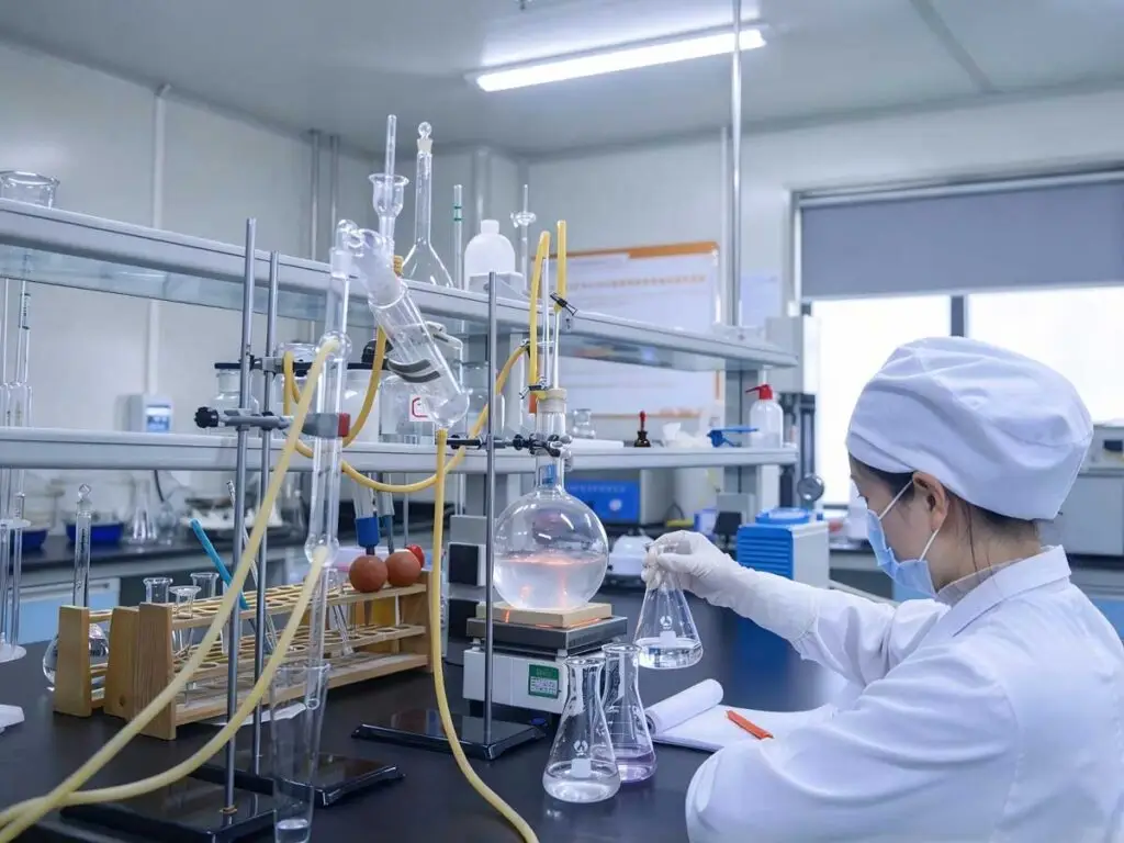 Quality control laboratory testing of surgical glove raw materials at HBM Protections