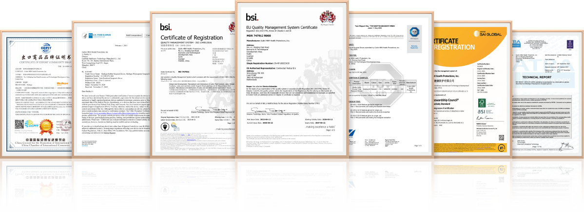 Surgical gloves certifications