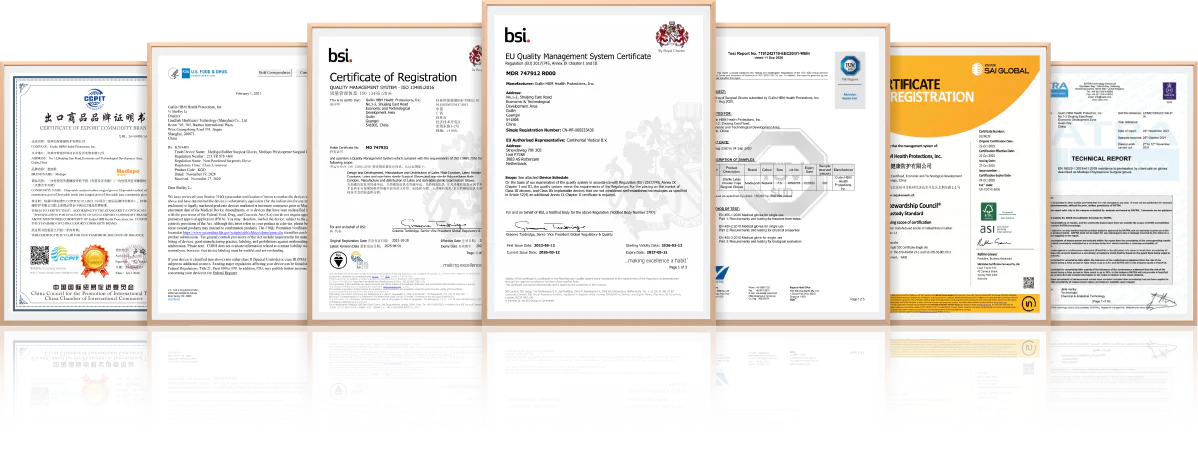 Surgical gloves certifications