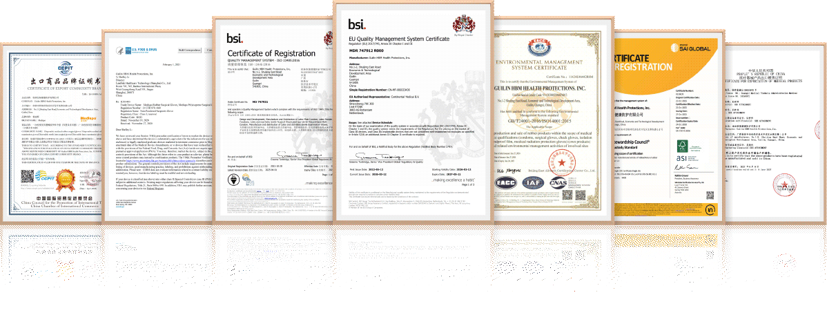 Surgical gloves certifications